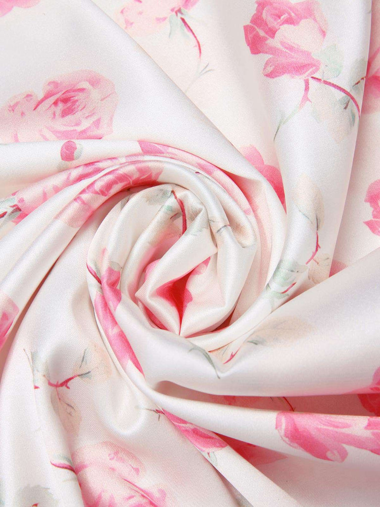 [Vorverkauf] Blassrosa 1930er Rosen Rüschen Satin Träger Nachthemd