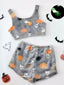 2PCS Grau 1970er Halloween Glühend Flanell Pyjama Sett