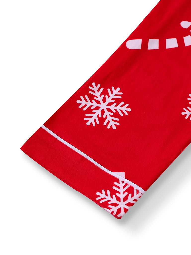 Rot 1950er Weihnachten Schneeflocke Zuckerstange Pajama Set
