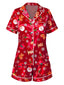 [Vorverkauf] Rot 1950er Revers Weihnachten Pyjama Set