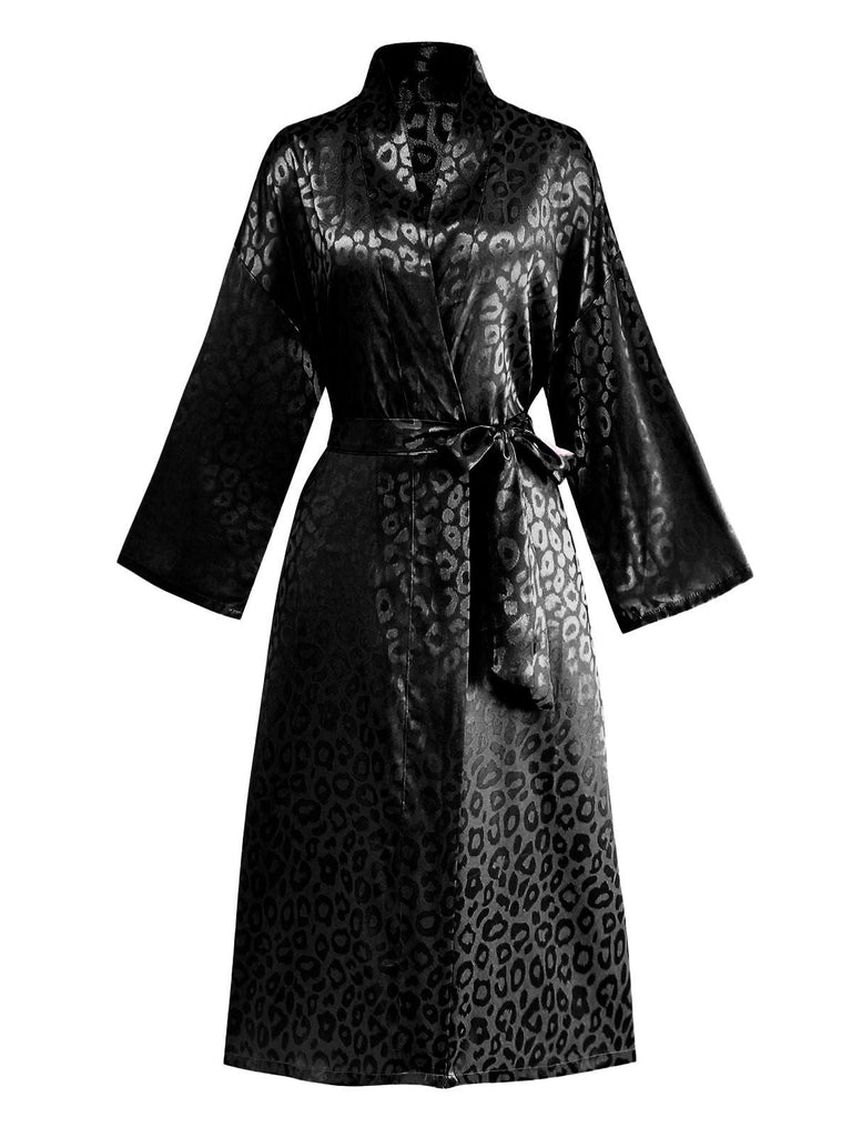 1950er Leopard Drucken Schnürung Robe