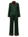 [Vorverkauf] Dunkelgrün 1970er Kontrast Polka Dots Pyjama
