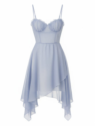 [Vorverkauf] Lavendel 1970er Chiffon Spaghetti Träger Nachthemd