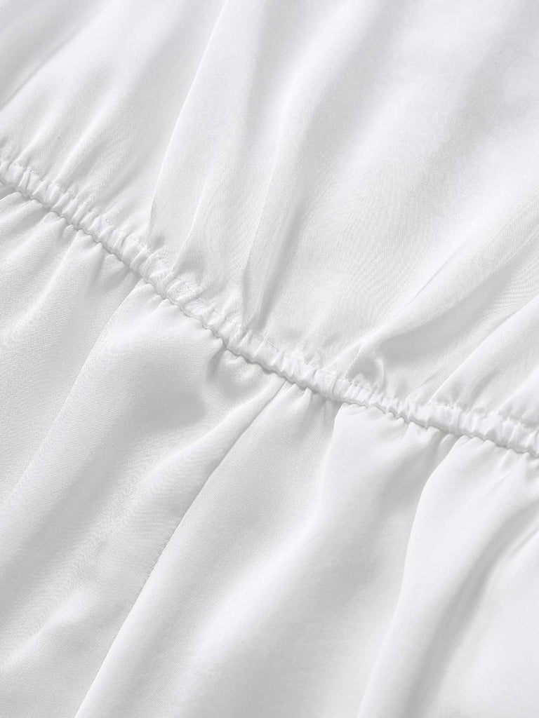 [Vorverkauf] Weiß 1960er Spitze Besatz Trägerhemd Spielanzug Pyjama