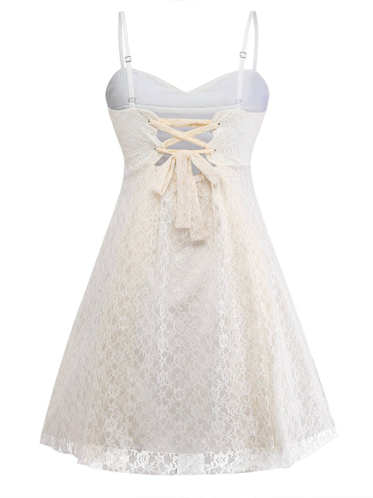 [Vorverkauf] Aprikose 1950er Blumen Besticktes Spitze Slip Nachthemd