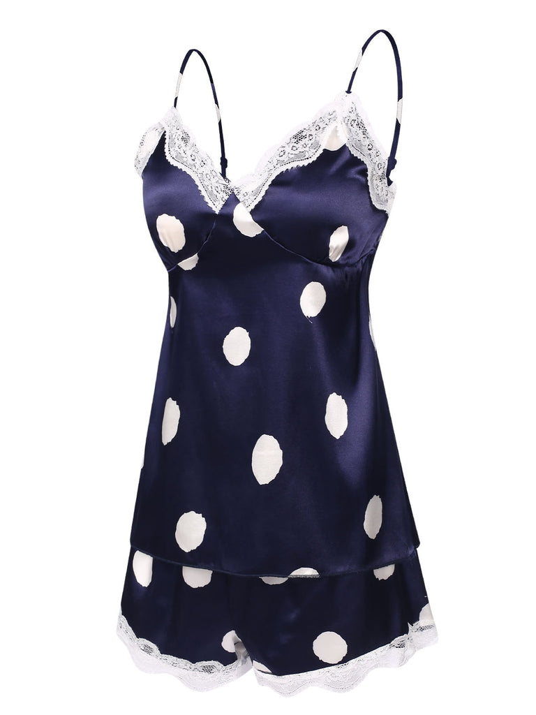 1950er Polka Punkt Spitze Unterhemd Nachtwäsche