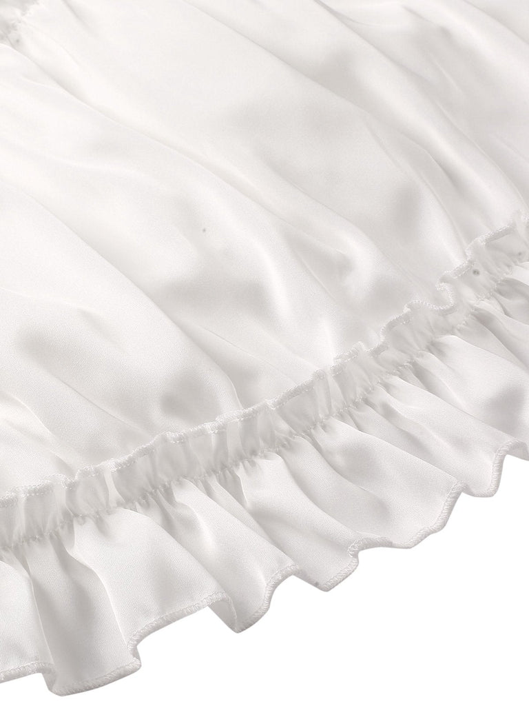 1950er Solid Wrinkle Falten Spaghetti Träger Nachthemd