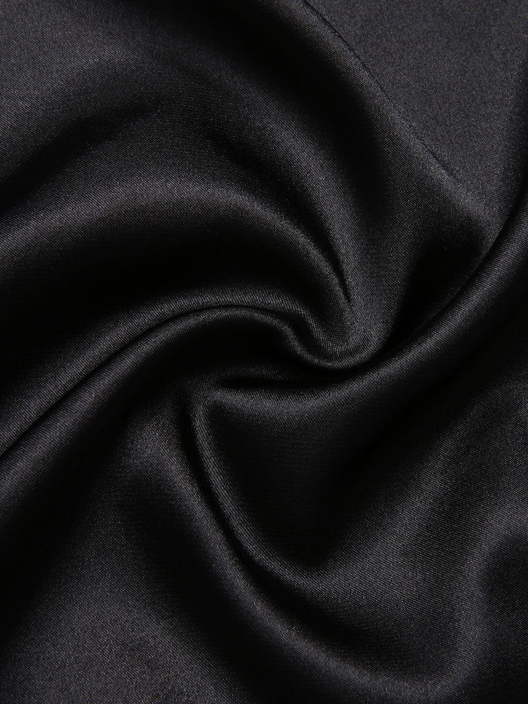 [Übergröße] Schwarz 1950er Spitze Mit Gürtel Nachthemd