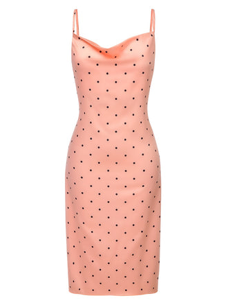 1930er Polka Dots Spaghetti Träger Satin Nachthemd