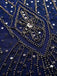 Blau 1920er Pailletten Maxi Klappe Kleid