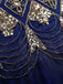 Blau 1920er Pailletten Maxi Klappe Kleid