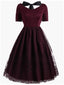 [Übergröße] Weinrot 1950er Spitze Kleid