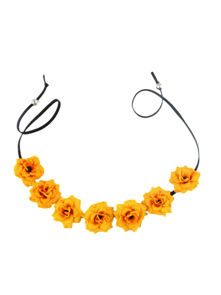 Gelb 1950er Einschultrig Jacquard Judy Cosplay 3D-Blumen Haarband Kleid