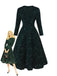 1940er Solide Pailletten Langarm Maxi Kleid