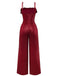 1970er Pailletten Fell Trimmen Patchwork Spaghetti Träger Jumpsuit
