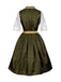 3PCS Grün 1950er Oktoberfest Dirndl Spitze Top & Jacquard Schleife Kleid