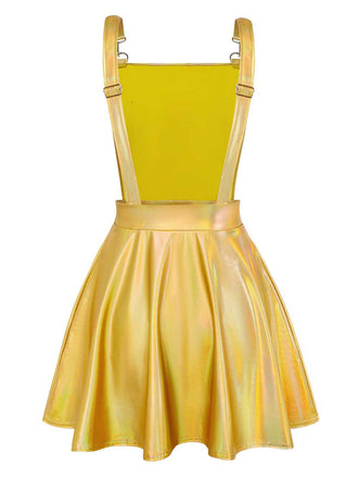 1970er Metallisch Holographic Suspender Kleid