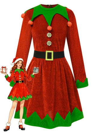 [Vorverkauf] Rot 1940er Weihnachten Elf Kleid
