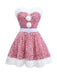 Rosa 1960er Weihnachten Fell Pailletten Trägerlos Kleid