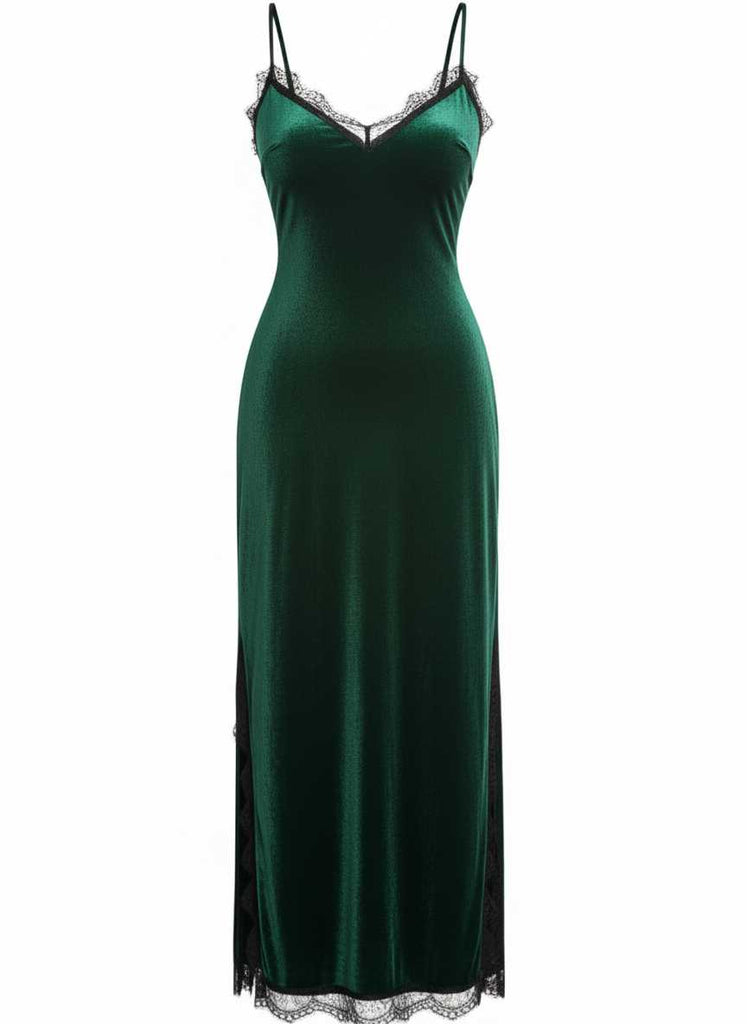 1960er Slip Samt Spitze Nachthemd