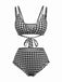 Schwarz 1930er Hahnentritt Schnürung Bikini Set