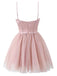 1970er Spaghetti Träger Bogen Tulle Kleid