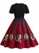 [Vorverkauf] Rot 1950er Halloween Spinnennetz Druck Patchwork Kleid