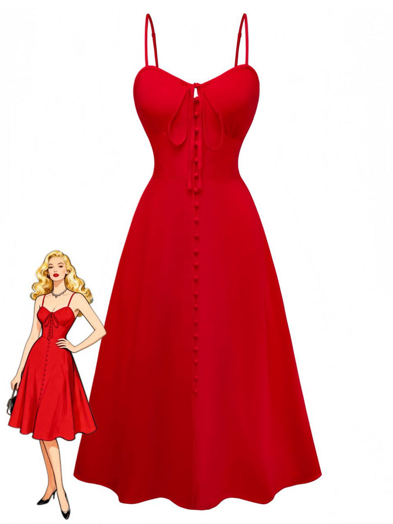 1950er Ärmellos Rückenfrei Gesmokt Taille Slip Kleid