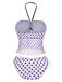 Rosa 1950er Halter Polka Punkte Bogen Tankini Set
