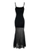 Schwarz 1970er Gothic Skeleton Netz Slip Kleid