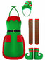 Grün 1970er Weihnachten Elf Apron Kostüm Set