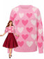 Rosa 1950er Valentinstag Herz Perle Pullover