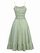 Grün 1940er Spaghetti Träger Bogen Kleid