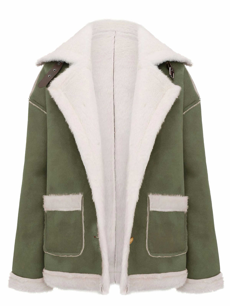 1940er Revers Plüsch Buckle Tasche Jacke