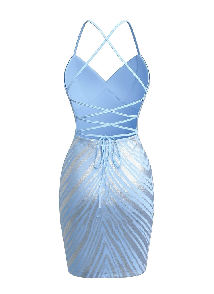 1920er Pailletten Zickzack Rückenfrei Party Kleid