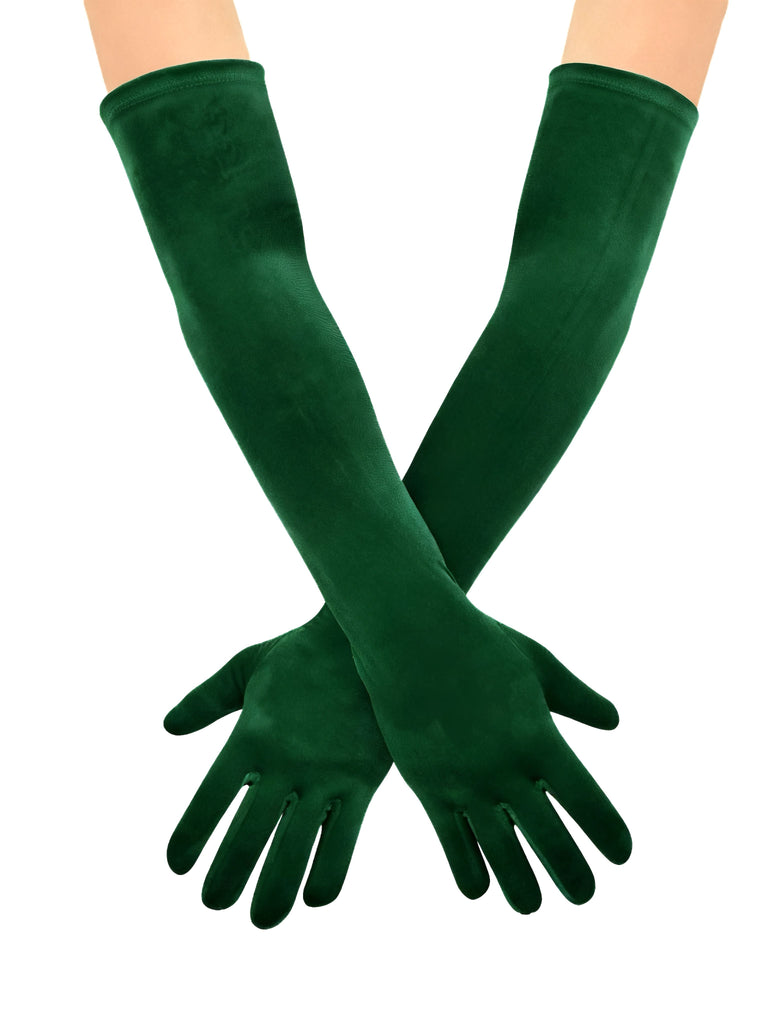 Vintage Solide Thick Samt Lange Handschuhe