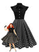 1950er Polka Punkte Bogen Swing Kleid
