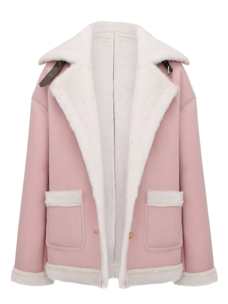 1940er Revers Plüsch Buckle Tasche Jacke