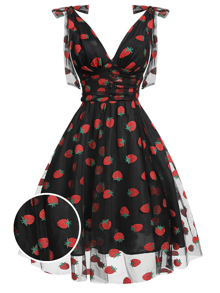 Grün 1950er Gänseblümchen Netz Swing Kleid