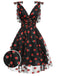 Grün 1950er Gänseblümchen Netz Swing Kleid