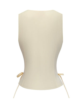 1970er Solide Taille-Tie V-Ausschnitt Weste