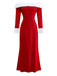 1930er Schulterfrei Kunstpelzbesatz Weihnachten Kleid
