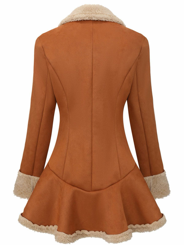 Vintage 1970er Revers Ausgestellter Saum Suede Jacke