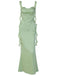 1970er Solide Satin Rüschen Rückenfrei Gerüschtes Kleid