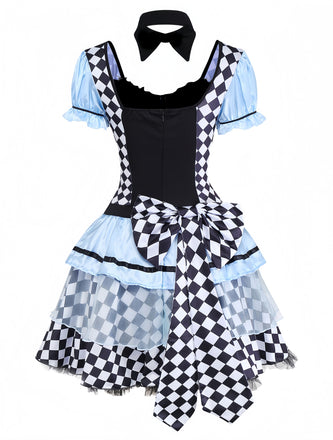 Blau 1960er Alice Puffärmel Apron Kleid