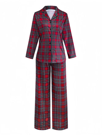 Rot 1940er Weihnachten Plaid Pyjama Set