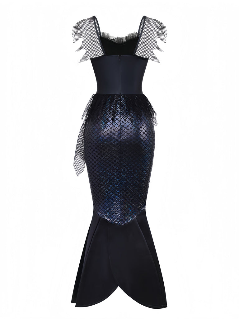 Schwarz 1930er Pailletten Meerjungfrauen Abendkleid