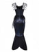 Schwarz 1930er Pailletten Meerjungfrauen Abendkleid