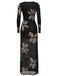 1930er Blumen Netz Langarm Maxi Kleid