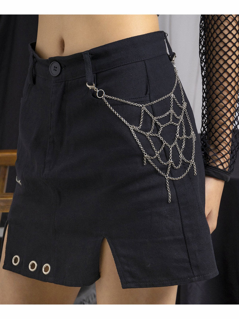 Schwarze Halloween Spinnennetz Hosenkette